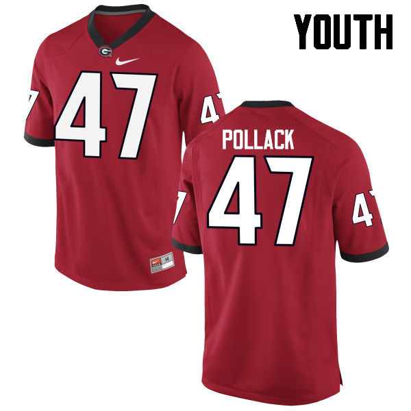 Georgia Bulldogs Youth David Pollack #47 Red Stitched College UGA Football Jersey 23EJ017AL